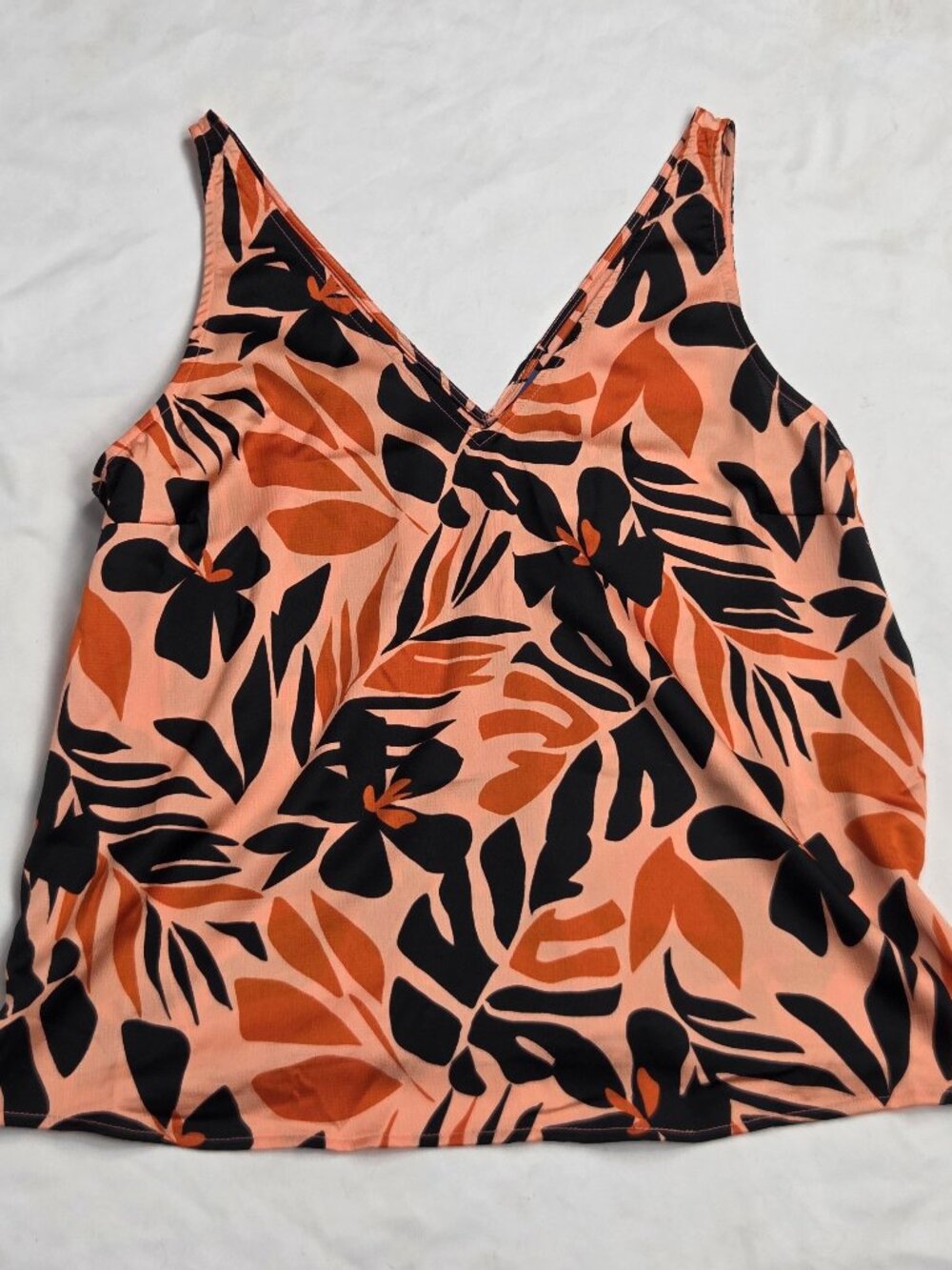 Old Navy Womens V-Neck Sleeveless Satin Top Orange/Black Size L